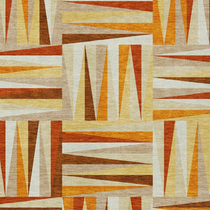 HomeRoots 9' Geometric Orange Ivory Copper Area Rug - Washable, Durable Indoor Outdoor Mat for High-Traffic Spaces 598290