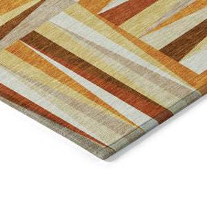 HomeRoots 5' Vibrant Orange and Ivory Geometric Washable Area Rug for Indoor and Outdoor Stylish Spaces 10' X 14' 598291