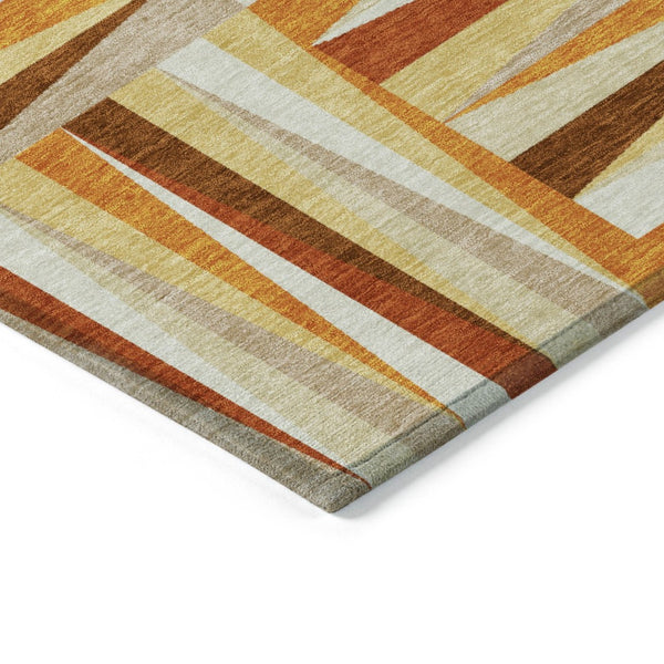 HomeRoots 5' Vibrant Orange and Ivory Geometric Washable Area Rug for Indoor and Outdoor Stylish Spaces 10' X 14' 598291
