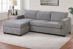 English Elm L-shaped Corduroy Sectional with Chaise Square Arms Modern Living Room Sofa Light Gray B011P430090