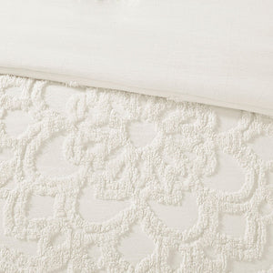 English Elm Full/Queen Laetitia Tufted Cotton Chenille Medallion Duvet Cover Set – Boho Shabby Chic, OEKO-TEX Certified 90x90 B03597328