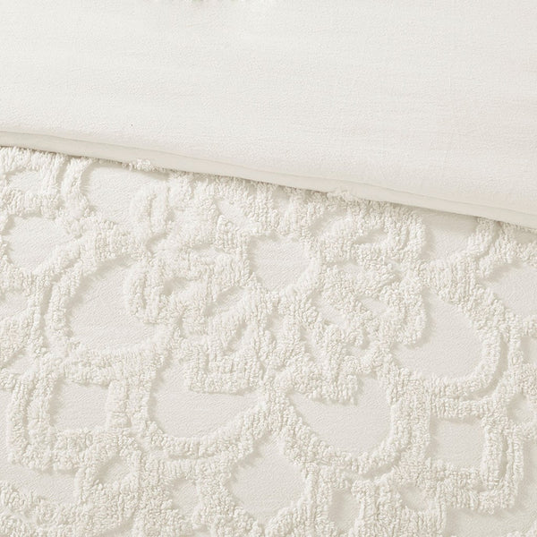 English Elm King/Cal Tufted Cotton Chenille Medallion Duvet Cover Set – 100% Cotton, OEKO-TEX, Boho Shabby Chic Elegance B03597329