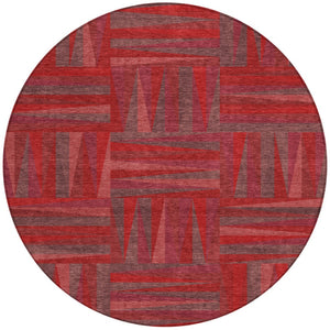 Homeroots 3' Stylish Geometric Beige Gray Ivory Washable Area Rug For Indoor And Outdoor Spaces, Durable Design 8' Round Polyester 598300