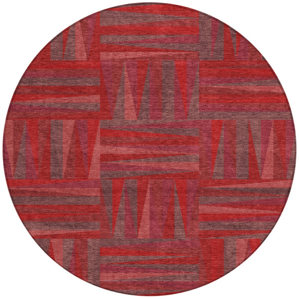 Homeroots 3' Stylish Geometric Beige Gray Ivory Washable Area Rug For Indoor And Outdoor Spaces, Durable Design 8' Round Polyester 598300