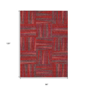 Homeroots 3' Stylish Geometric Beige Gray Ivory Washable Area Rug For Indoor And Outdoor Spaces, Durable Design 8' X 10' Polyester 598301