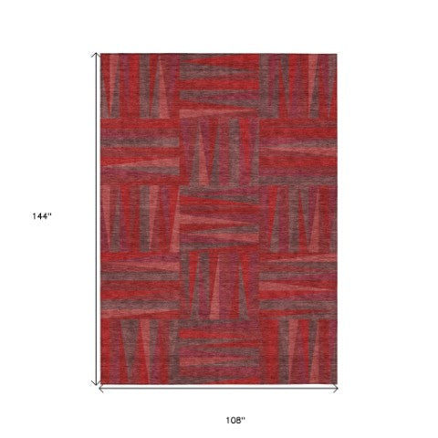 Homeroots 3' Stylish Geometric Beige Gray Ivory Washable Area Rug For Indoor And Outdoor Spaces, Durable Design 9' X 12' Polyester 598302