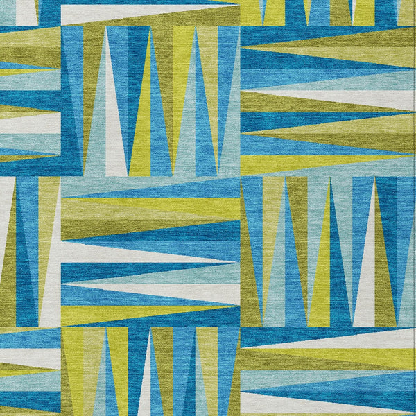 Homeroots 3' Stylish Geometric Beige Gray Ivory Washable Area Rug For Indoor And Outdoor Spaces, Durable Design 3' X 5' Polyester 598304