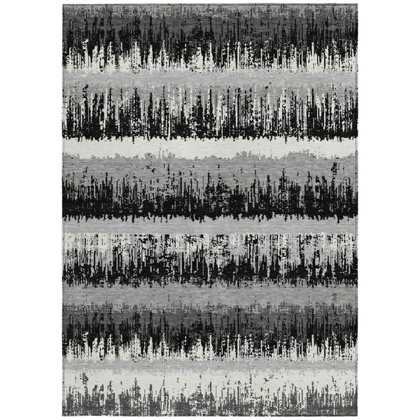 Homeroots 3' Striped Artichoke Green Beige Ivory Washable Area Rug For Indoor Outdoor Spaces, Durable Design 3' X 5' Polyester 598316