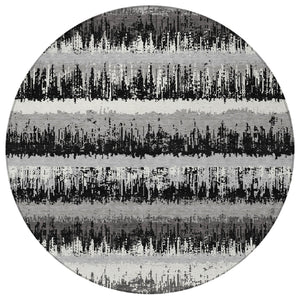 Homeroots 3' Striped Artichoke Green Beige Ivory Washable Area Rug For Indoor Outdoor Spaces, Durable Design 8' Round Polyester 598318