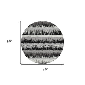 Homeroots 3' Striped Artichoke Green Beige Ivory Washable Area Rug For Indoor Outdoor Spaces, Durable Design 8' Round Polyester 598318