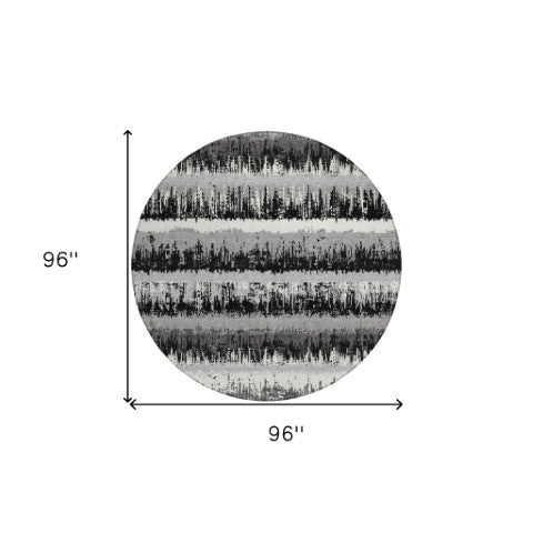 Homeroots 3' Striped Artichoke Green Beige Ivory Washable Area Rug For Indoor Outdoor Spaces, Durable Design 8' Round Polyester 598318