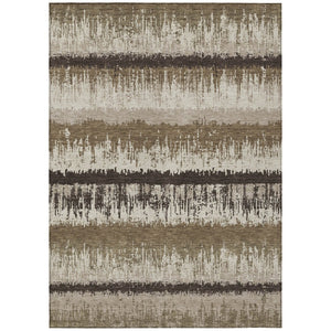HomeRoots 5' Striped Washable Area Rug – Durable Indoor/Outdoor Design in Brown, Beige & Ivory for Any Space 5' X 8' 598323