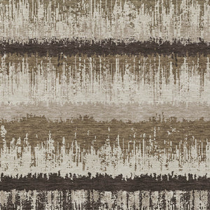 Homeroots 3' Striped Artichoke Green Beige Ivory Washable Area Rug For Indoor Outdoor Spaces, Durable Design 5' X 8' Polyester 598323