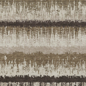 HomeRoots 9' x 12' Striped Washable Area Rug - Brown, Beige & Ivory - Durable for Indoor & Outdoor Use! 598326