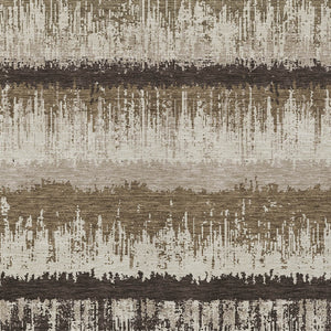 Homeroots 3' Striped Artichoke Green Beige Ivory Washable Area Rug For Indoor Outdoor Spaces, Durable Design 10' X 14' Polyester 598327