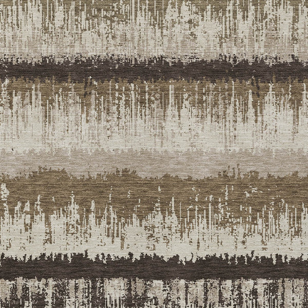 Homeroots 3' Striped Artichoke Green Beige Ivory Washable Area Rug For Indoor Outdoor Spaces, Durable Design 10' X 14' Polyester 598327