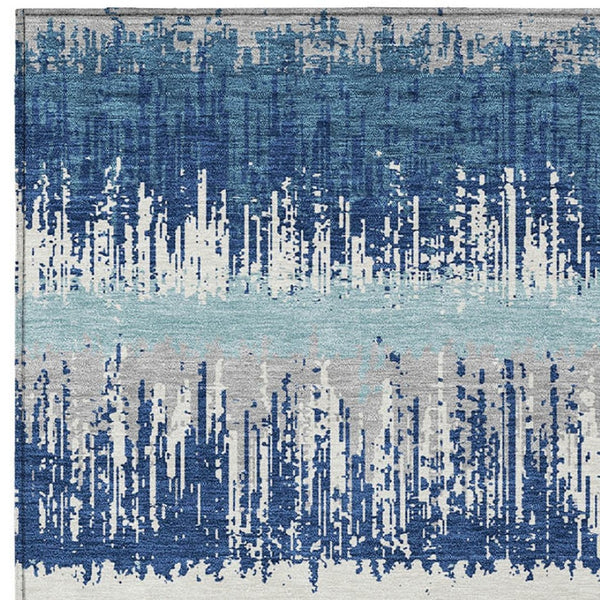 Homeroots 3' Striped Artichoke Green Beige Ivory Washable Area Rug For Indoor Outdoor Spaces, Durable Design 5' X 8' Polyester 598329