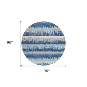 Homeroots 3' Striped Artichoke Green Beige Ivory Washable Area Rug For Indoor Outdoor Spaces, Durable Design 8' Round Polyester 598330