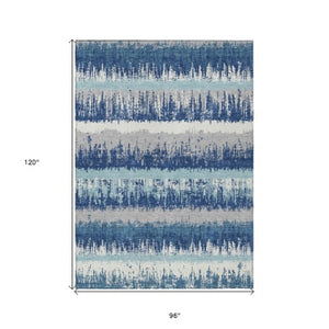 Homeroots 3' Striped Artichoke Green Beige Ivory Washable Area Rug For Indoor Outdoor Spaces, Durable Design 8' X 10' Polyester 598331