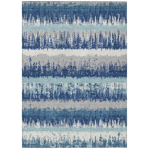 HomeRoots 9' Stylish Blue Gray and Ivory Striped Indoor Outdoor Area Rug – Durable, Washable, Pet-Friendly Design 598332