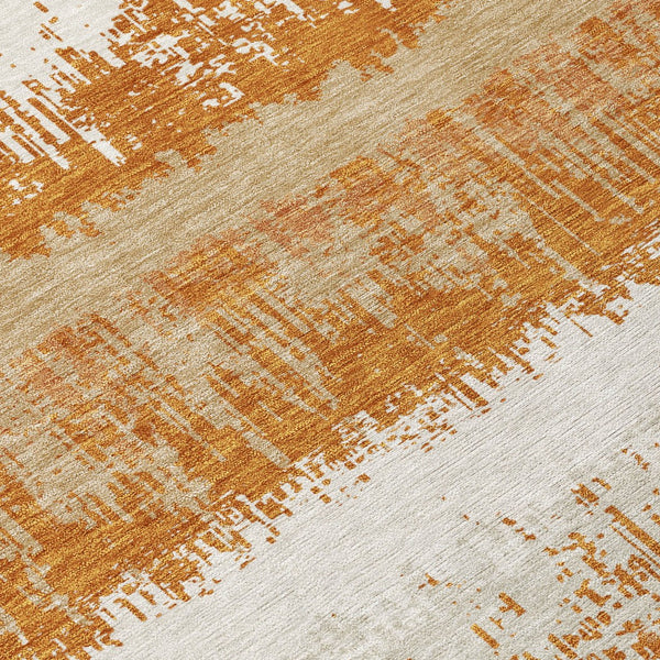 Homeroots 3' Striped Artichoke Green Beige Ivory Washable Area Rug For Indoor Outdoor Spaces, Durable Design 5' X 8' Polyester 598335