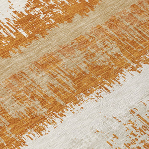 Homeroots 3' Striped Artichoke Green Beige Ivory Washable Area Rug For Indoor Outdoor Spaces, Durable Design 8' Round Polyester 598336