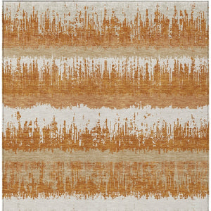 Homeroots 3' Striped Artichoke Green Beige Ivory Washable Area Rug For Indoor Outdoor Spaces, Durable Design 9' X 12' Polyester 598338