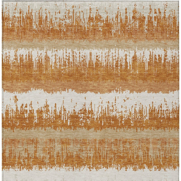 Homeroots 3' Striped Artichoke Green Beige Ivory Washable Area Rug For Indoor Outdoor Spaces, Durable Design 9' X 12' Polyester 598338