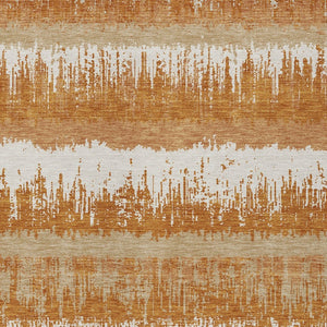 Homeroots 3' Striped Artichoke Green Beige Ivory Washable Area Rug For Indoor Outdoor Spaces, Durable Design 9' X 12' Polyester 598338