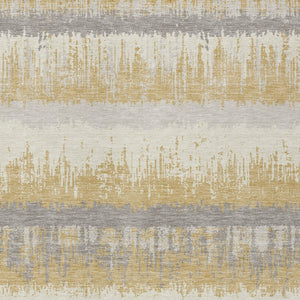 Homeroots 3' Striped Artichoke Green Beige Ivory Washable Area Rug For Indoor Outdoor Spaces, Durable Design 3' X 5' Polyester 598346