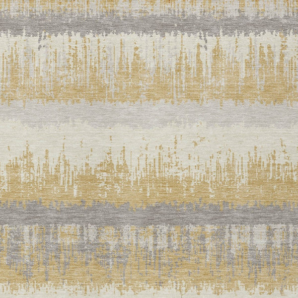 Homeroots 3' Striped Artichoke Green Beige Ivory Washable Area Rug For Indoor Outdoor Spaces, Durable Design 3' X 5' Polyester 598346