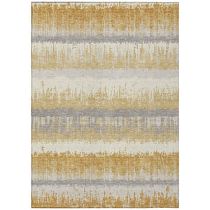 HomeRoots 5' Striped Area Rug in Gold Copper and Gray - Durable, Washable Design for Indoor or Outdoor Use 5' X 8' 598347