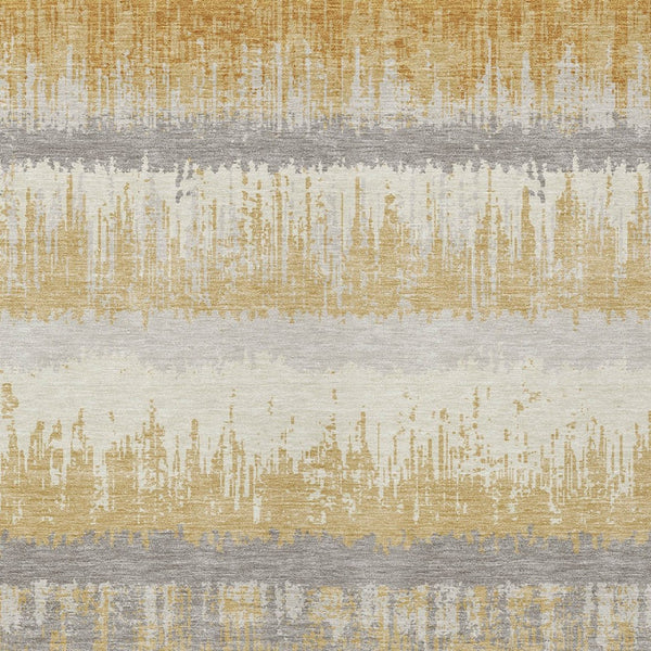 Homeroots 3' Striped Artichoke Green Beige Ivory Washable Area Rug For Indoor Outdoor Spaces, Durable Design 5' X 8' Polyester 598347