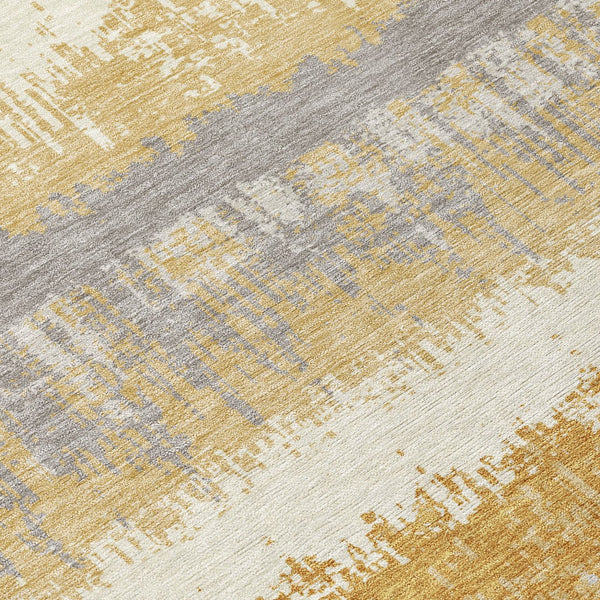 Homeroots 3' Striped Artichoke Green Beige Ivory Washable Area Rug For Indoor Outdoor Spaces, Durable Design 5' X 8' Polyester 598347