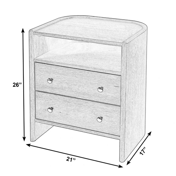 Butler Specialty Butler Colin 21" Wood Nightstand With 2 Drawers & Open Shelf - Elegant Light Brown Bedroom Accent Light Brown Mdf,Plywood,Pine,Acacia,Oak 5983492-butler