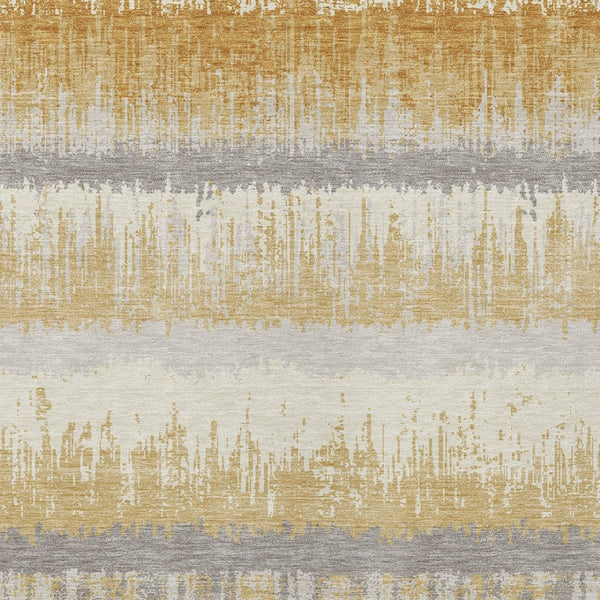 Homeroots 3' Striped Artichoke Green Beige Ivory Washable Area Rug For Indoor Outdoor Spaces, Durable Design 8' X 10' Polyester 598349