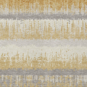 Homeroots 3' Striped Artichoke Green Beige Ivory Washable Area Rug For Indoor Outdoor Spaces, Durable Design 9' X 12' Polyester 598350