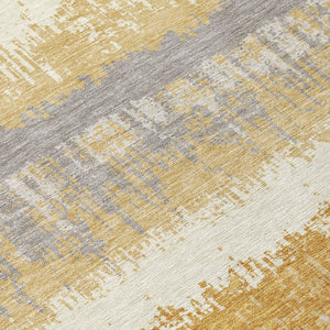 Homeroots 3' Striped Artichoke Green Beige Ivory Washable Area Rug For Indoor Outdoor Spaces, Durable Design 9' X 12' Polyester 598350