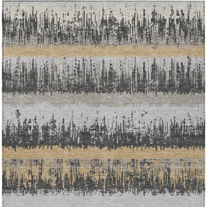 Homeroots 3' Striped Artichoke Green Beige Ivory Washable Area Rug For Indoor Outdoor Spaces, Durable Design 3' X 5' Polyester 598352