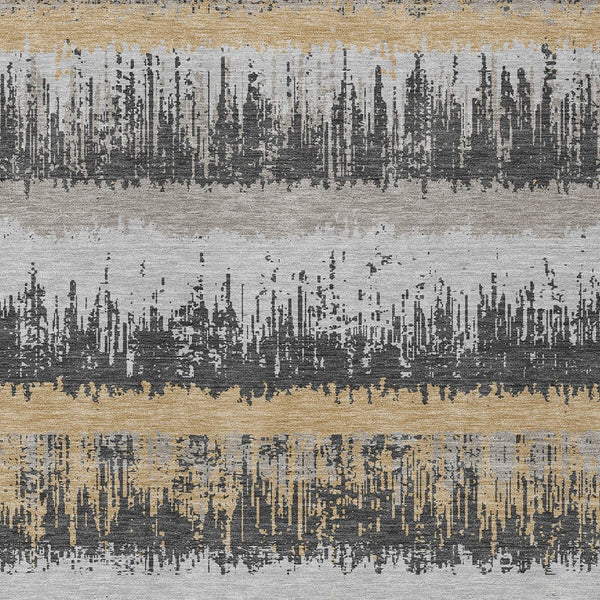 Homeroots 3' Striped Artichoke Green Beige Ivory Washable Area Rug For Indoor Outdoor Spaces, Durable Design 5' X 8' Polyester 598353