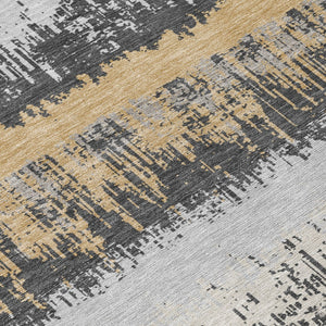 Homeroots 3' Striped Artichoke Green Beige Ivory Washable Area Rug For Indoor Outdoor Spaces, Durable Design 8' Round Polyester 598354