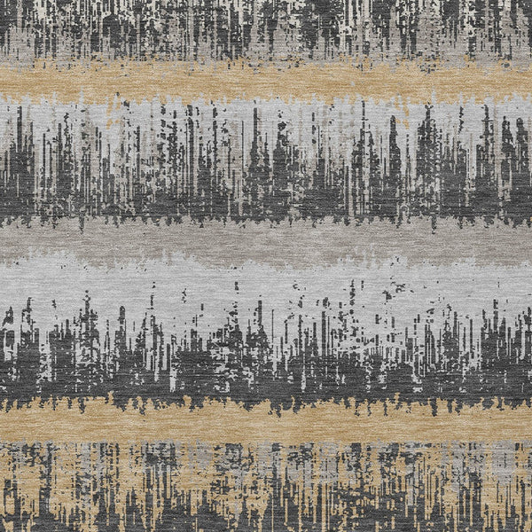 Homeroots 3' Striped Artichoke Green Beige Ivory Washable Area Rug For Indoor Outdoor Spaces, Durable Design 8' X 10' Polyester 598355