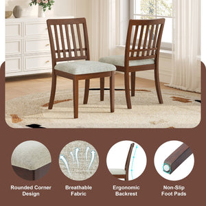 English Elm 2-piece Scandinavian Rubberwood Dining Chair Set with Curved Backrest and Padded Fabric Seat Brown N752P405934D