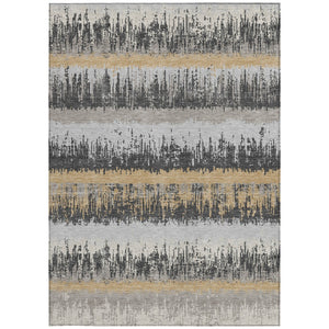 Homeroots 3' Striped Artichoke Green Beige Ivory Washable Area Rug For Indoor Outdoor Spaces, Durable Design 9' X 12' Polyester 598356