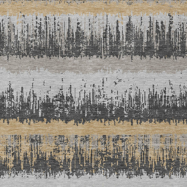 Homeroots 3' Striped Artichoke Green Beige Ivory Washable Area Rug For Indoor Outdoor Spaces, Durable Design 9' X 12' Polyester 598356