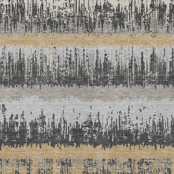 Homeroots 3' Striped Artichoke Green Beige Ivory Washable Area Rug For Indoor Outdoor Spaces, Durable Design 10' X 14' Polyester 598357