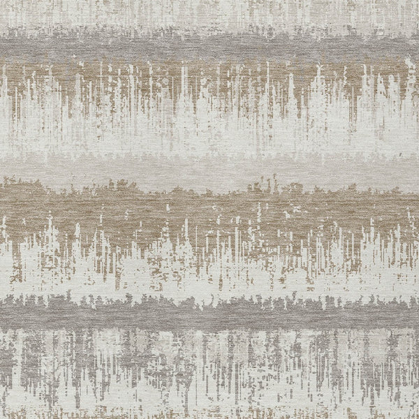 Homeroots 3' Striped Artichoke Green Beige Ivory Washable Area Rug For Indoor Outdoor Spaces, Durable Design 8' X 10' Polyester 598361