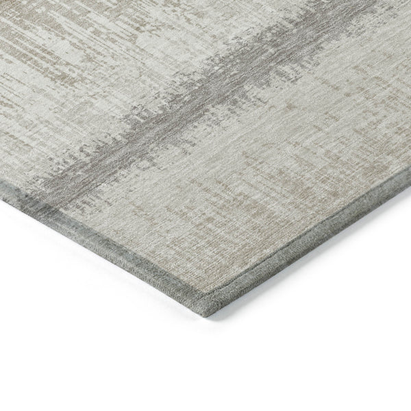 Homeroots 3' Striped Artichoke Green Beige Ivory Washable Area Rug For Indoor Outdoor Spaces, Durable Design 10' X 14' Polyester 598363