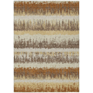 HomeRoots 5' Striped Washable Area Rug in Brown, Beige, and Ivory for Indoor & Outdoor Versatility and Style 5' X 8' 598365