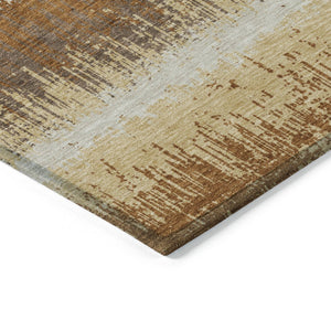 HomeRoots 5' Striped Washable Area Rug in Brown, Beige, and Ivory for Indoor & Outdoor Versatility and Style 5' X 8' 598365